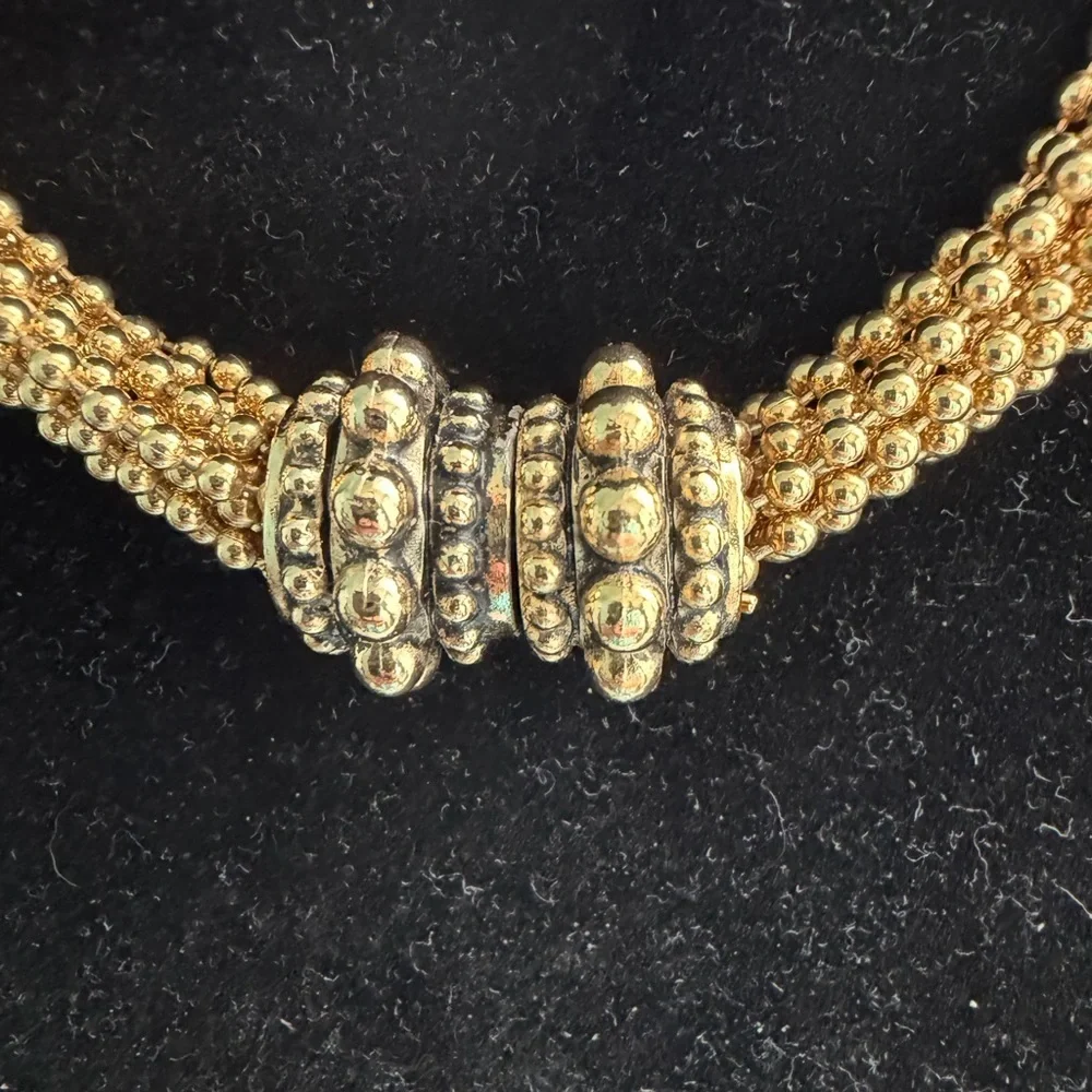 Vintage Joseph Esposito Stocko Matte GoldTone Multi-Chain Torsade Necklace